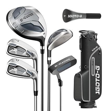 7 Pieces Golf Clubs Set for Men & Women - Right/Left Handed Complete Golf Clubs Full Set Includes Stand Bag with Rain Hood, 1# Driver, 5# Hybrid, 7# PW# Irons and Putter