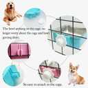 kathson Crate Dog Bowl, Removable Stainless Steel Hanging Pet Kennel Cage Bowl Food & Water Feeder Coop Cup for Puppy, Cat, Rabbit,Guinea Pigs 2pcs Large Square(Blue,Pink)