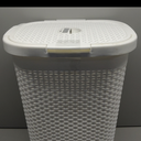 Mind Reader Slim Laundry Hamper with Lid, 60L Tall Clothes Basket, Narrow Tapered Design for Bathrooms, Closets and Laundry Rooms, Plastic, White (1 Piece)
