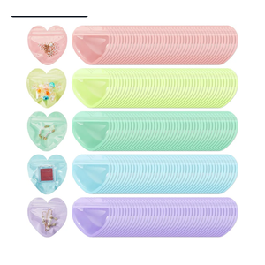 300 Pcs Heart-shaped Jewelry Packaging Bags Small Jewelry Transparent Resealable Cute Treat Bags for Business Wedding Birthday Festival Party Favor Supplies