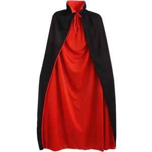 IMIKEYA 55-Inch Black and Red Vampire Cape, Dual-Layer Polyester Cloak with Stand Collar for Adult Cosplay and Party Decoration