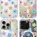 MOSNOVO Case for iPhone 16 Pro, [Compatible with Magsafe] [Buffertech 6.6ft Military-Grade Drop Protection] [Anti Peel Off Tech] Clear Phone Case Design - Groovy Flower