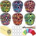 Supervitae 24 Set Sugar Skull Sun Catchers Craft Kits Day of The Dead Tissue Paper Sign Craft Kits Dia De Los Muertos Arts Hanging Ornament for Window Home Activities Arts Mexican Party