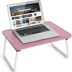 Lap Desks Laptop Tray for Bed or Couch, Breakfast Serving Tray with Folding Legs,Portable & Lightweight Mini Table, Laptop Stand for Working, Reading and Writing,Pink