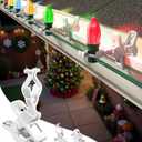 C7 C9 Christmas Lights Clips, 25 Count Holiday Lights Quick Spring Clips, Shatterproof Shingle and Gutter Clips for E12, E17 Socket, Rope Lights Roofline Fence Railing Mantel Christmas Trees, White