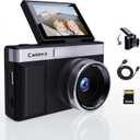 Black Digital Camera with 2" Flip Screen for Selfie, 1080P Point and Shoot Digital Camera with 32GB Card, 8X Zoom, Portable Vlogging Camera for Kids, Teens & Beginners