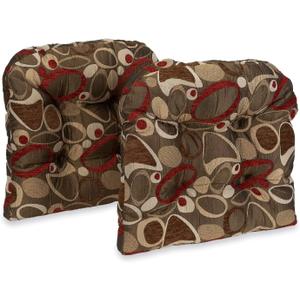 Klear Vu Gripper Overstuffed Universal Non-Slip Dining Chair Cushions for Kitchen Decor or Office Use, U-Shaped Skid-Proof Seat Pad, 17x17 Inches, 2 Count (Pack of 1), Ovation Multi