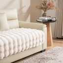 Dogs/Cats Bed Mats, Dog Pad Washable Removable Couch Cover with Anti-Slip Back, Plush Long Fur Mat, Perfect for Small, Medium and Large Dogs.(White-Bubble, 30"x90")