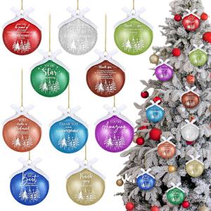20 Pcs Christmas Employee Appreciation Gifts Bulk Coworker Christmas Ornaments 3.15'' Hanging Gitter Balls Holiday Thank You Gifts for Staff Team Office Teacher Nurse Volunteer (Multicolor)