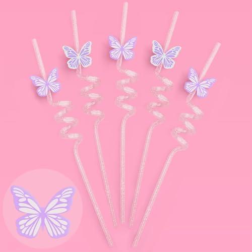 xo, Fetti Purple Butterfly Reusable Glitter Straw Set - 12 pc | Butterfly Bachelorette Decorations, Birthday Supplies, Guts Tour, Baby Shower Drinkware, HBD, Garden Party Favors, Y2k
