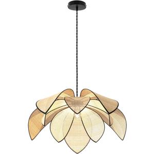 Boho Chandelier, Hemp Rope Pendant Light Hand-Woven Rattan Hanging Lamp Wicker Chandelier Basket Hanging Lights with Plug in Cord Fixture for Dining Living Room Island Kitchen Bedroom