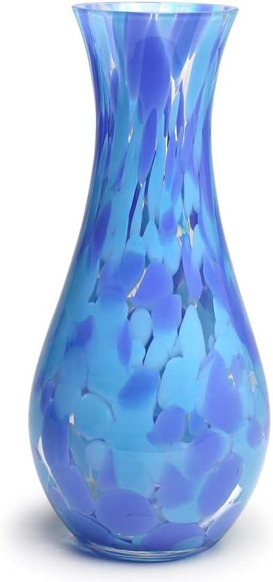 Ca D Oro Glass Vase Blue Confetti Effect Hand Blown Murano-Style Art Glass for Flower, Room Decoration and Centerpiece - Model N 83