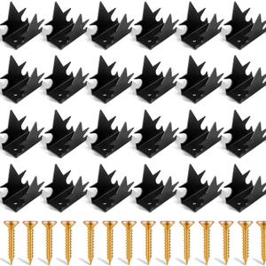 Blulu 24 Pcs Anti Climb Fence Spikes Intruder Deterrent Fence Wall Security Spikes for Outdoor Thief Bird Squirrel Raccoon Snake Cat Deterrent Garden Roofs Home Security (Black)