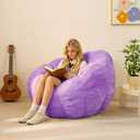 Pumpkin Bean Bag Sofa Chair for Adult, Beanbag Couch with Filler for Reading and Relaxation, Comfy and Lazy Sofa for Dorm, Apartment, Living Room and Bedroom, Violet