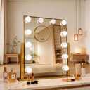 Makeup Vanity Mirror with LED Lights Makeup Mirror Detachable 10X Magnification, Hollywood Make Up Mirror with Lighting, Smart Touch, Rechargeable,360 Rotation, Gold 17.12"x13.77"