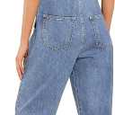 luvamia Women's Casual Stretch Adjustable Denim Bib Overalls Jeans Pants Jumpsuits (Blue, S)