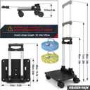 Zoofen Folding Hand Truck Lightweight Luggage Cart with 4 Wheels Compact Trolly Cart with 2 Elastic Ropes for Luggage,Backpack, Bags, Travel and Office Use(24 * 31cm)