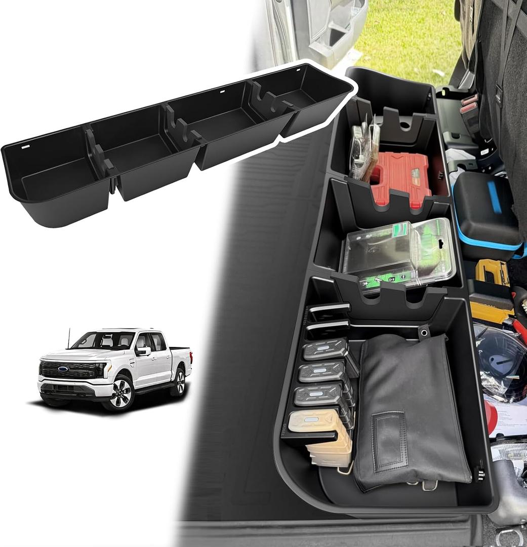 VaultsOnWheels Under Seat Storage Box Fit for Ford F150 2015-2026 SuperCrew/Crew Cab & F250 F350 F450 2017-2026 SuperDuty Accessories, Console Organizer Truck Tool Box Detachable Underseat Organizer