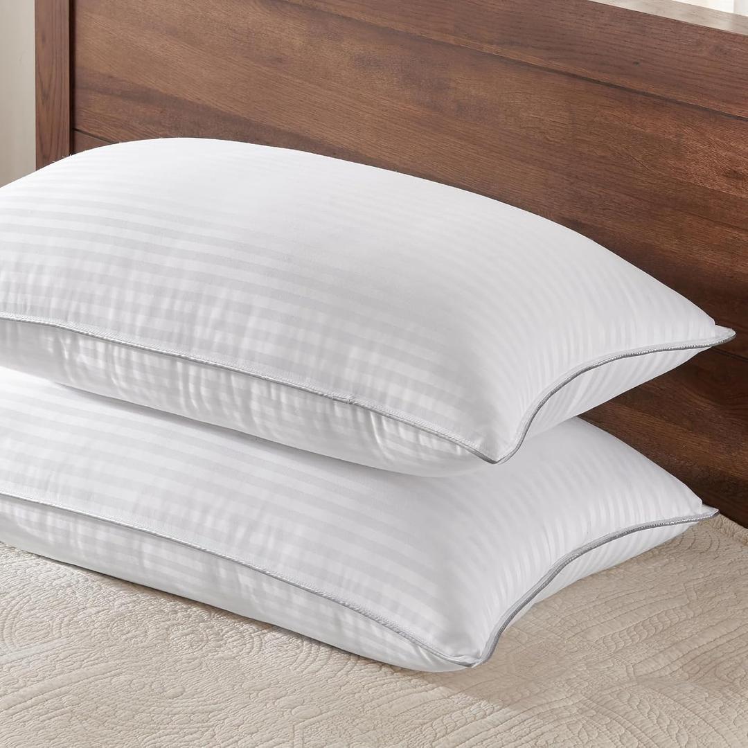 Basic Beyond Standard Pillows Set of 2 - Soft 20 x 26 Inches Down Alternative Pillows Standard Size Set of 2 for Back, Stomach or Side Sleepers (White)