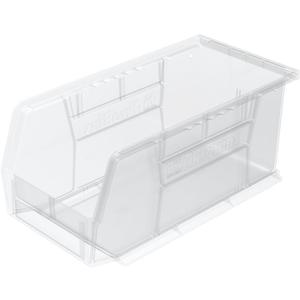 Akro-Mils 30230 AkroBins Plastic Storage Bins, Space-Saving Stackable Bins for Garage, Pantry, Craft Organization, 11-" x 5-" x 5-", Clear, 12-Pack