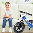 KRIDDO Pro Toddler Balance Bike 2+ Year Old with Hand Brake and Kickstand, 12 Inch Push Bicycle, Gift Bike for 2-5 Boys Girls, Blue