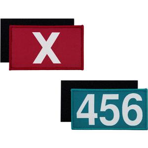 4'' Halloween Costume Cosplay Patches, Red X Sign and 456 Name Plate Hook and Loop Patches