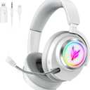 Wireless Gaming Headset for PS5 PS4 PC Switch Mac - 2.4GHz USB/Type-C & Bluetooth 5.4 RGB Headphones with 100H Battery, 7.1 Surround Sound, Noise Cancelling Mic & 3 Audio Modes (HiFi/Music/Game)