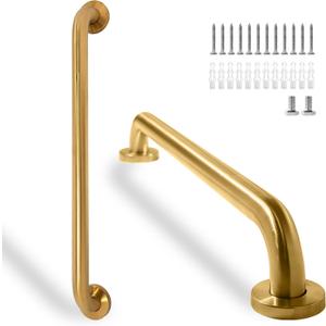 Shower Grab Bar, 2 Pack 24 Inch Gold Bathroom Safety Bar, 1.25" Diameter 304 Stainless Steel Grab Bars for Bathtubs and Showers, Handicap Shower Grab Bar for Seniors Elderly