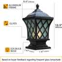 Outdoor Column Lights, 18.9 Modern Column Lamp IP54 Waterproof Glass Post Light Outdoor E26 Aluminum Fence Post Light Fixtures for Villa Garden Park Lighting Black Pillar Lights