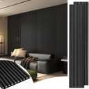 Art3d 2-Pack 108" x 12" Acoustic Wood Panels for Wall, Soundproof Wood Slat Panel for Wall and Ceiling, 3D Fluted Sound Absorbing Paneling for Interior Wall Decor, Living Room, Bedroom - Blackwood