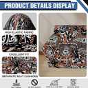 Stretch Couch Covers for 4 Separate Cushion Couch Sofa-Floral Printed Couch Sofa Cover,Washable Sofa Slipcover,Pet Friendly Furniture Protector with Elastic Bottom,Universal Fit for Home(Couch,Cover) (X-Large Sofa, Black Pattern+brown)