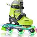 2PM SPORTS Inline Skates with Light Up Wheels, Roller Skates Blades for Boys Girls Kids Ages 5-8 8-12 4-6 6-12, Size Adjustable Beginner Blades Roller Skates (Large - Youth (4Y-7Y US), Yellow)