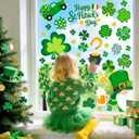 St.Patrick's Day Window Clings, Green Shamrock Window Decals Double-Sided Irish St Patricks Day Decorations Glass Clings for Home School Office Classroom Decor