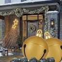 2 Pcs Giant Inflatable Christmas Balls, 24IN PVC Jingle Bell Large Outdoor Indoor Christmas Ornaments,Oversized Blow Up Balls for Garden Yard Patio Decorations (24 Inch Gold, 2)