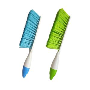 Soft Bristle Bed Sheets Sweeping Cleaning Brush with Long Hand, Counter Duster for Debris Hair Remover Desk Quilt Sofa Furniture (Blue, Green) and pink