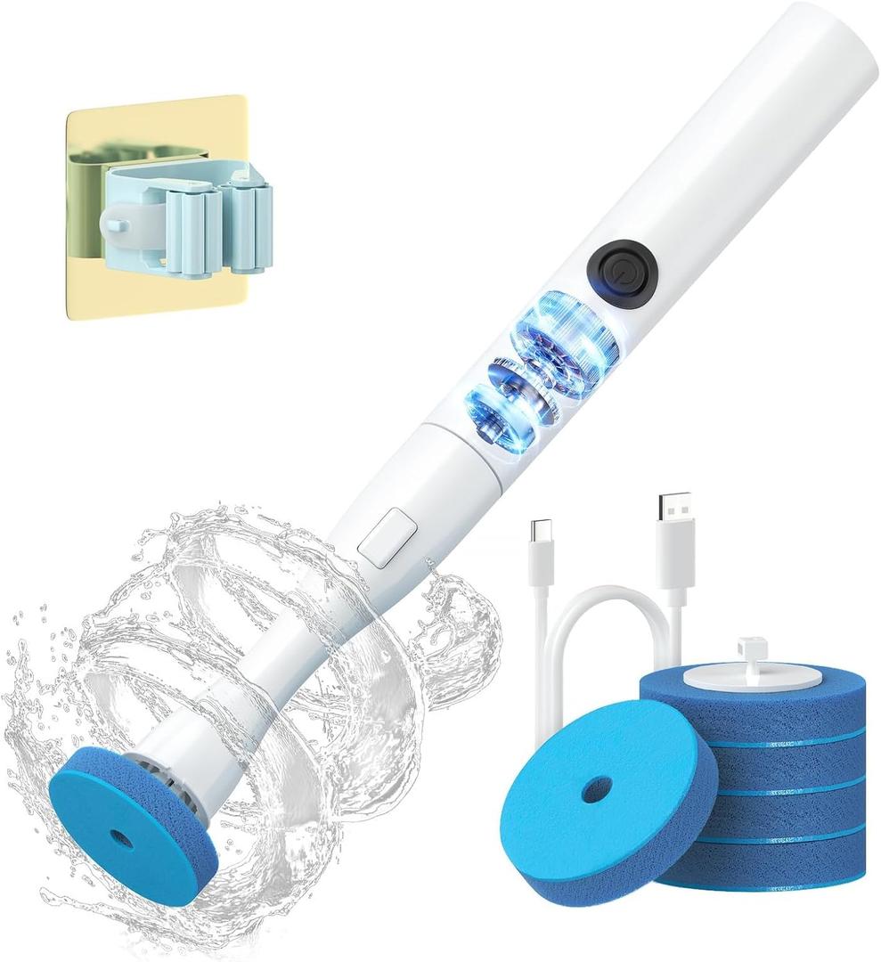 2 x AIR U+ Hands-Free Electric Toilet Brush for Seniors & Busy Households - No Bending, Effortless Clean with Disposable Heads & Holder Set