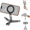Magnetic Phone Tripod Mount Adapter for MagSafe, Aluminum Foldable Phone Holder with Arca-Swiss & 1/4" Screw Hole, Cold Shoe Mount for Camera, Pocket Mini Selfie Stick Tripod Mount for iPhone/Android