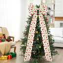 Extra Large 6ft Red Green Christmas Bows Big Christmas Tree Topper Bow Lime Green Velvet Bows Toppers for Xmas Holiday Party Decor Xmas Tree Ribbon Window Mantle Wall Door Decor Indoor Room Decoration