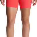 Aoxjox Venus Workout Biker Shorts for Women Cross-Waist Tummy Control High Waisted Hidden Scrunch Yoga Short 5" (Fiery Coral, Small)