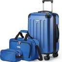 Amazon Basics 3-Piece Luggage Set with Spinner Wheels, Including 22" Expandable Hardside Suitcase, 15-inch Tote Bag, and 10-inch Compact Travel Bag, Navy Blue