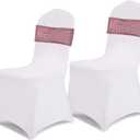 SquarePie Sequin Chair Sashes Bands 30PCS Fuchsia Pink Glitter Decorative Bows for Wedding Party Reception Events Ceremony Banquet