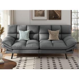 DWVO Multifunctional Futon Sofa Bed, Convertible Sleeper Sofa, 70" Folding Futon Set for Living Room Home Office Aprtment, Modern Folding Couch with Adjustable Backrest & Armrests, Grey