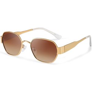 2 x Polarized Sunglasses Women Men Trendy Hexagonal Metal Frame UV Protection