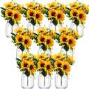 XunYee 10 Set Mason Jar Table Centerpiece with Flower Mason Jar Flower Centerpiece Vases Decor for Engagement Party Bridal Shower Wedding Reception Table Decor(Orange,Sunflower)