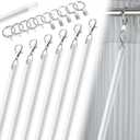 Shimeyao 6 Pack 46 Inch Acrylic Curtain Pull Wands Drapery Pull Rod Versatile Fiberglass Blinds Wand Kits with Curtain Rings and Hooks for Opening Closing Curtains Homes Offices Opener (White)