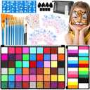 54 Colors Face Painting Kit for Kids,18 Colors Split Cake Water Activated Face Paint Palette, Body Paint for Adults, Non Toxic Makeup Professional for Halloween,Christmas,Cosplay,Parties, Birthdays