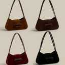 Small Shoulder Bags for Women Suede Handbag Cute Bow Purse Y2K Suede Hobo Handbag Clutch Underarm Purse