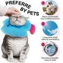 PUMYPOREITY Soft Fish Shaped Cat Cone Collar, Adjustable Padded Elizabethan Collar for Kittens, Anti-Lick Protective Neck Cone for Post-Surgery Wound Recovery, L, Blue