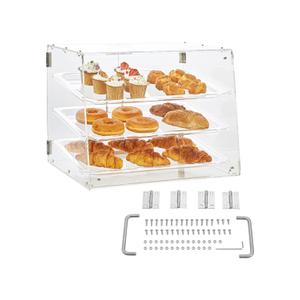 VEVOR Pastry Display Case, 4mm Detachable Tray, Transparent Sturdy Versatile Bakery Display Case with Side Edge Fixing Structure, Bakery Display Case with Magnetic Rear Door, Fit for Shops & Stores