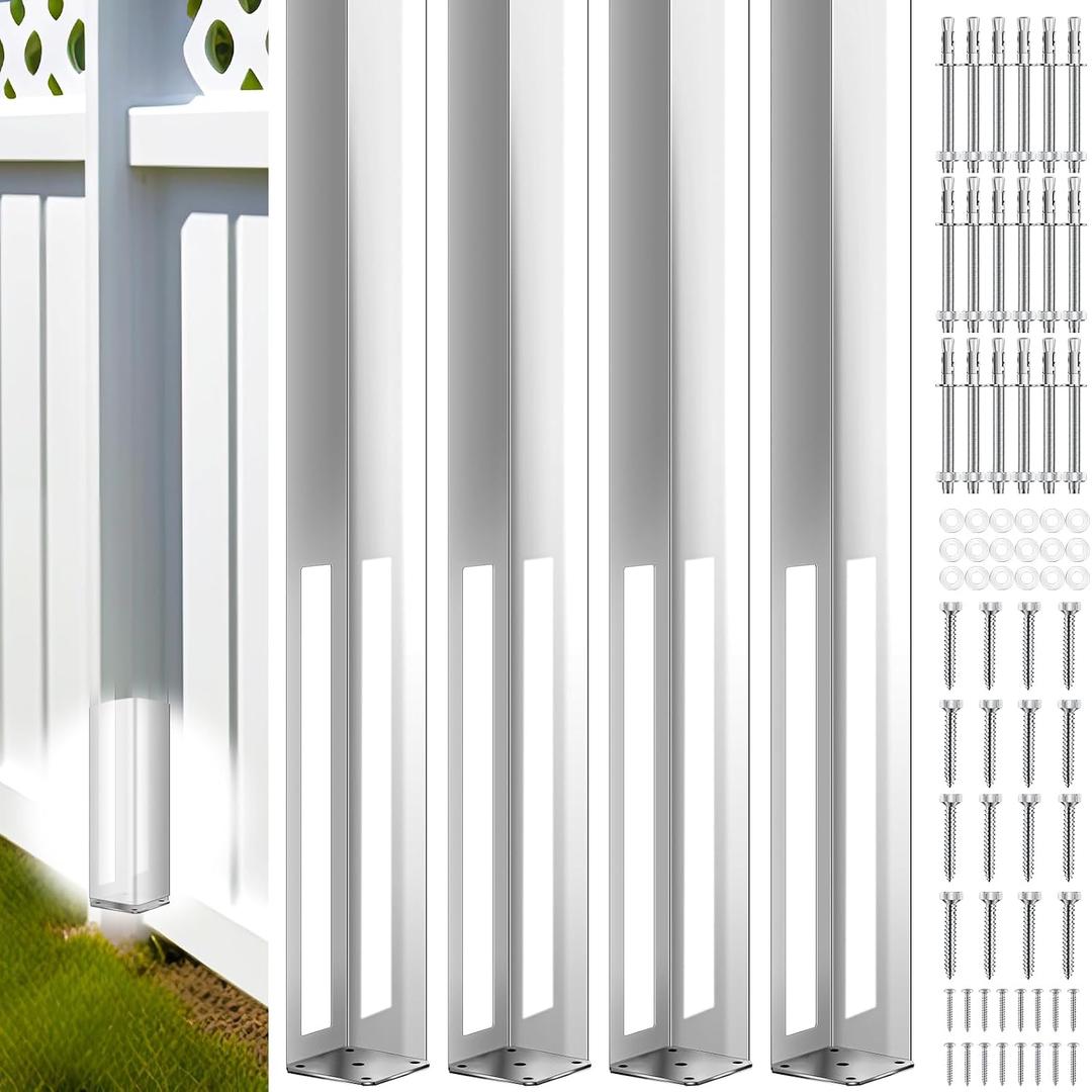 4 Sets 5" X 5" X 48" Vinyl Fence Concrete Post for Newel Posts Mount Tower
Heavy Duty Fence Post, with Mounting Kit, Galvanized Steel, 300 lbs Load Capacity